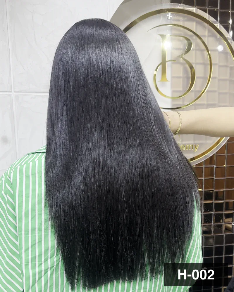Long straight black hair falling past the shoulders, photographed from behind at Salon By Babita, Haldwani — reference H-002