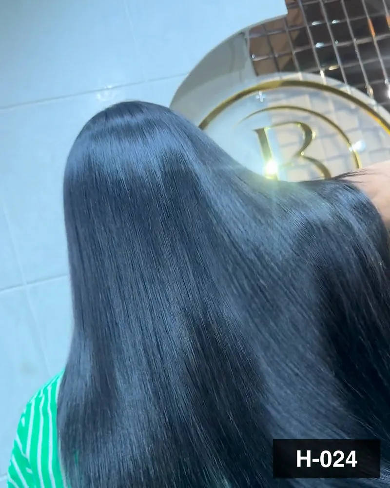 Long black hair swung out and settled straight, seen from behind at Salon By Babita, Haldwani — reference H-024