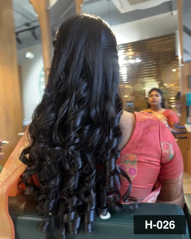 Long hair set into ringlet curls down the back, seen from behind at Salon By Babita, Haldwani — reference H-026