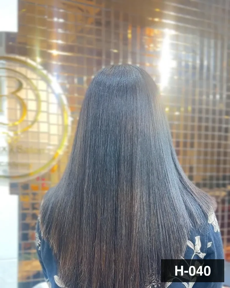 Long dark hair brushed straight, seen from behind at Salon By Babita, Haldwani — reference H-040