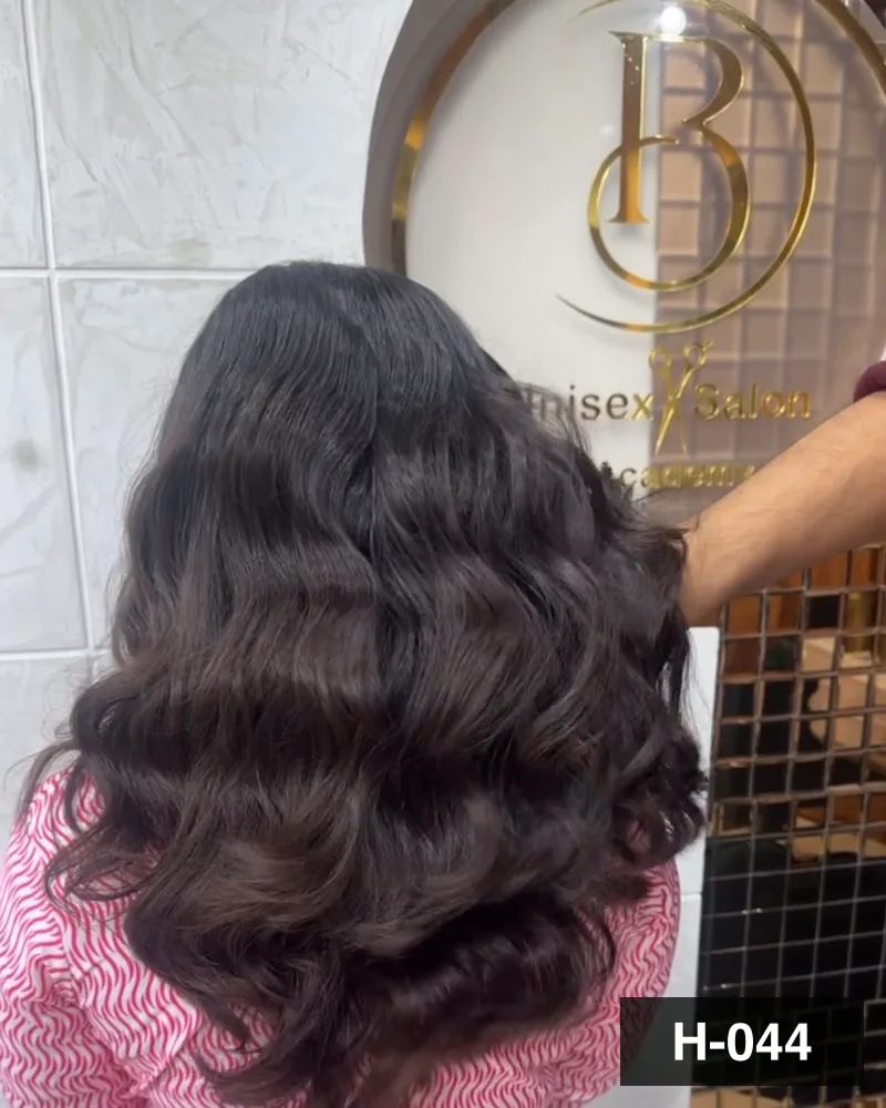 Hair set into deep waves and lifted at the back, seen from behind at Salon By Babita, Haldwani — reference H-044