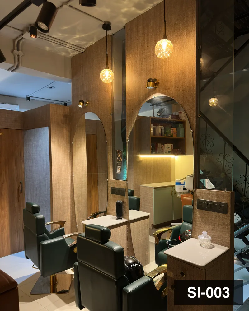 Styling chairs with individual mirrors and trolleys at Salon By Babita, Haldwani — reference SI-003