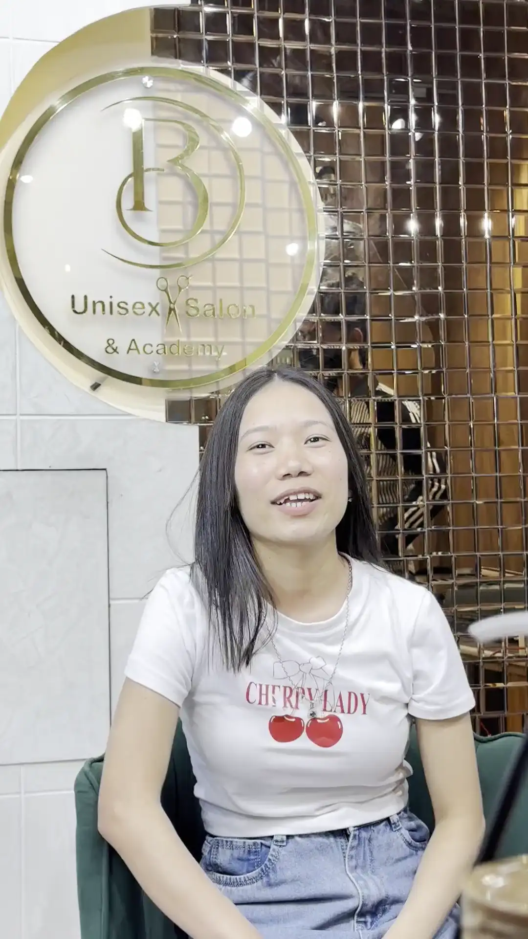 A client filmed at Salon By Babita, Haldwani, speaking about their visit — reference T-010